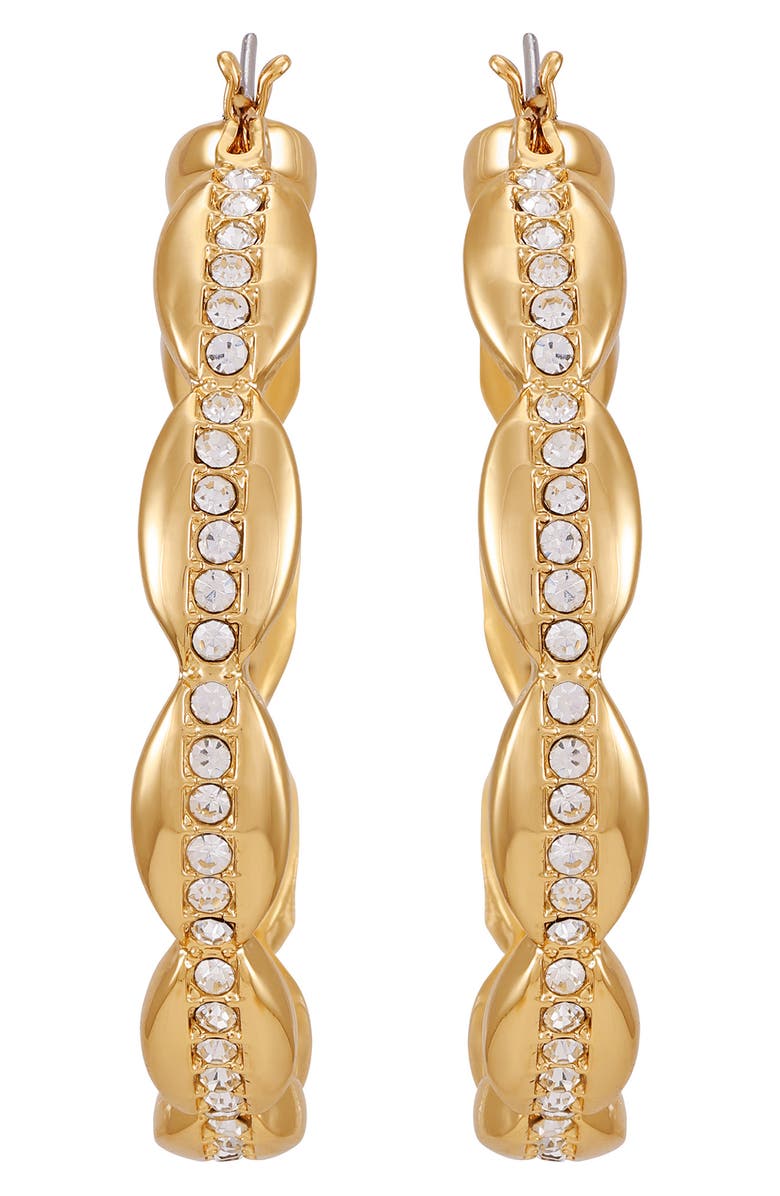 Vince Camuto Pavé Crystal Hoop Earrings, Alternate, color, Goldtone