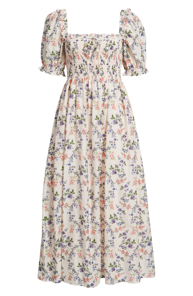 Hill House Home The Scarlett Smocked Midi Dress, Alternate, color, Scallop Bow Chintz Pink