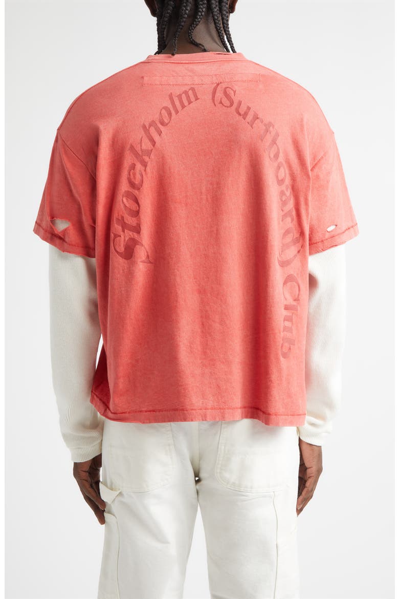 Distressed Box Layered Organic Cotton Logo T-Shirt, Alternate, color, SIGNATURE RED
