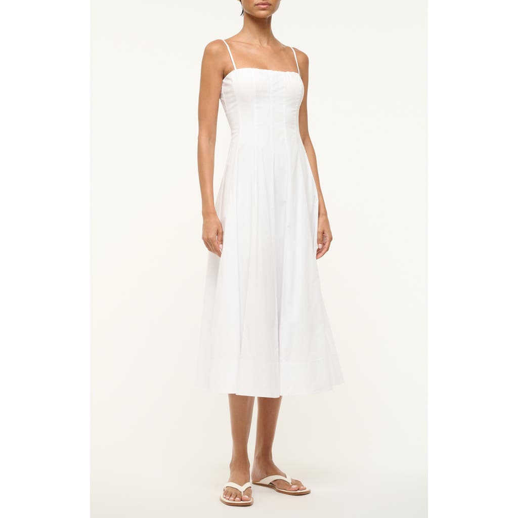 Staud Wylie Paneled Midi Dress In White