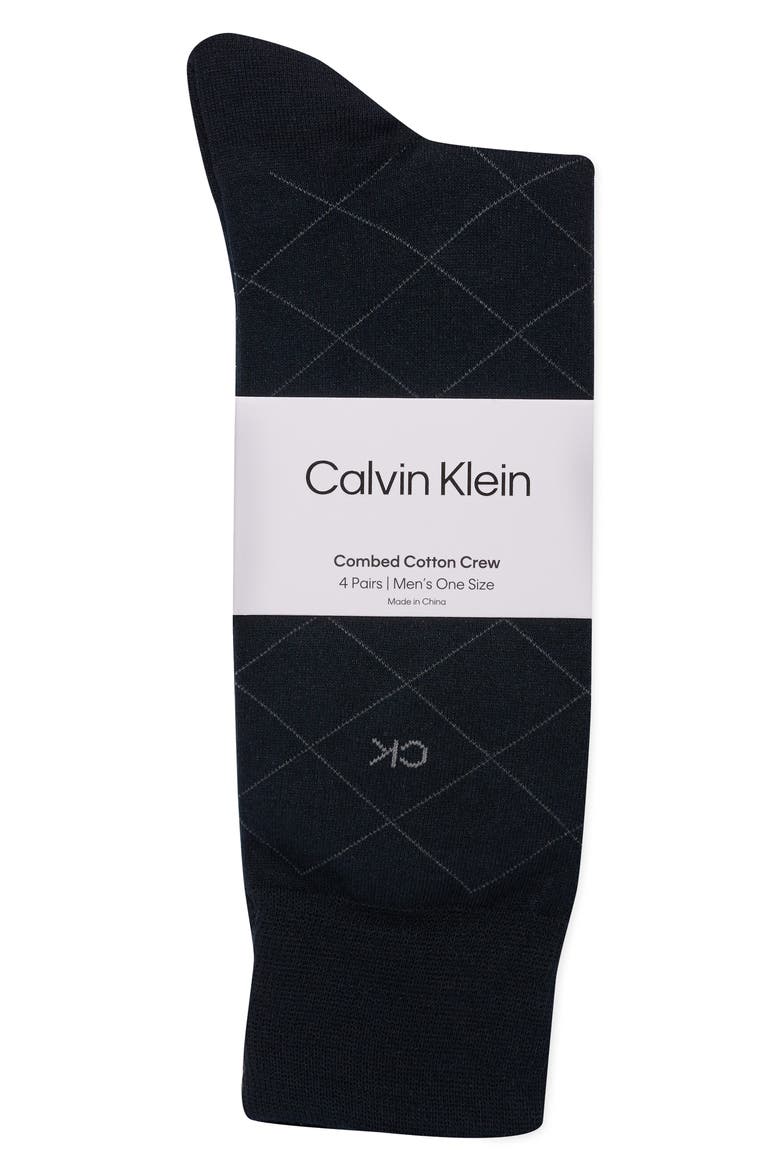 Assorted 4-Pack Cotton Blend Crew Socks, Alternate, color, NAVY