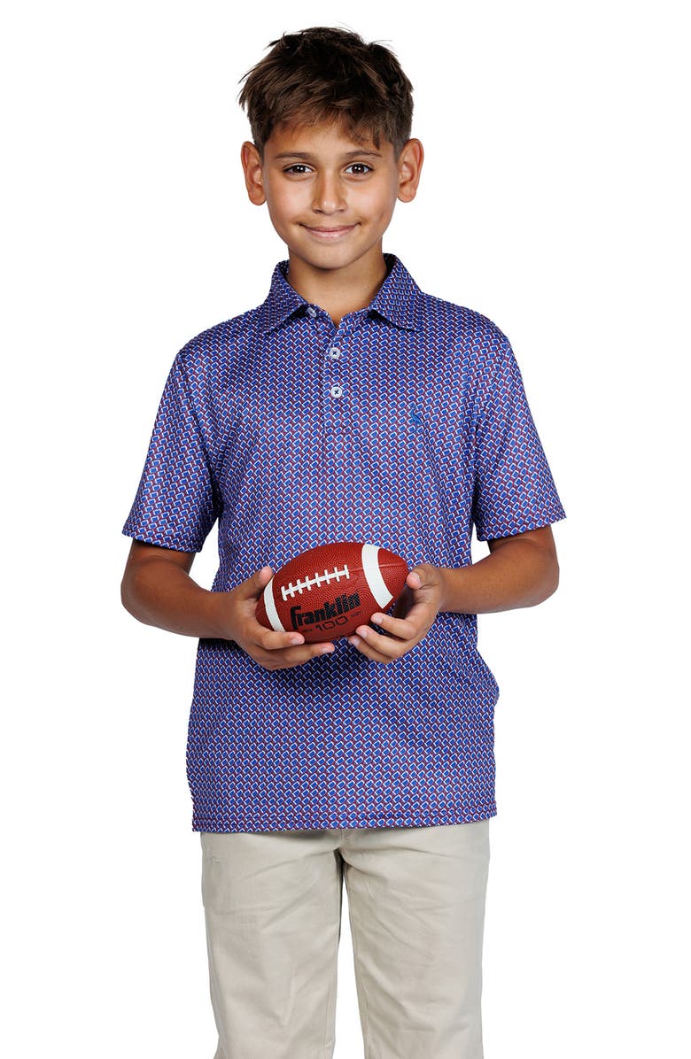 TailorByrd Kids' Football Print Performance Polo, Alternate, color, Burgundy