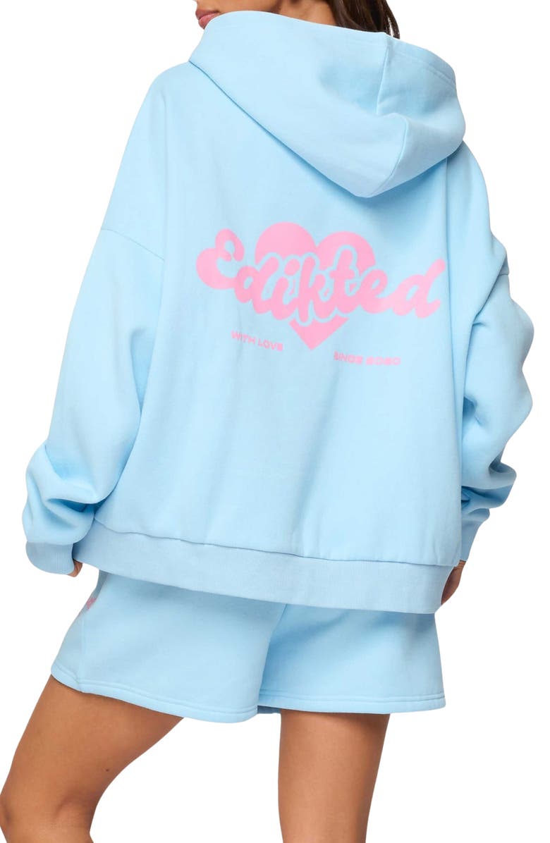 EDIKTED Logo Hoodie, Alternate, color, Light-Blue