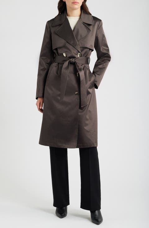 Double Breasted Satin Trench Coat