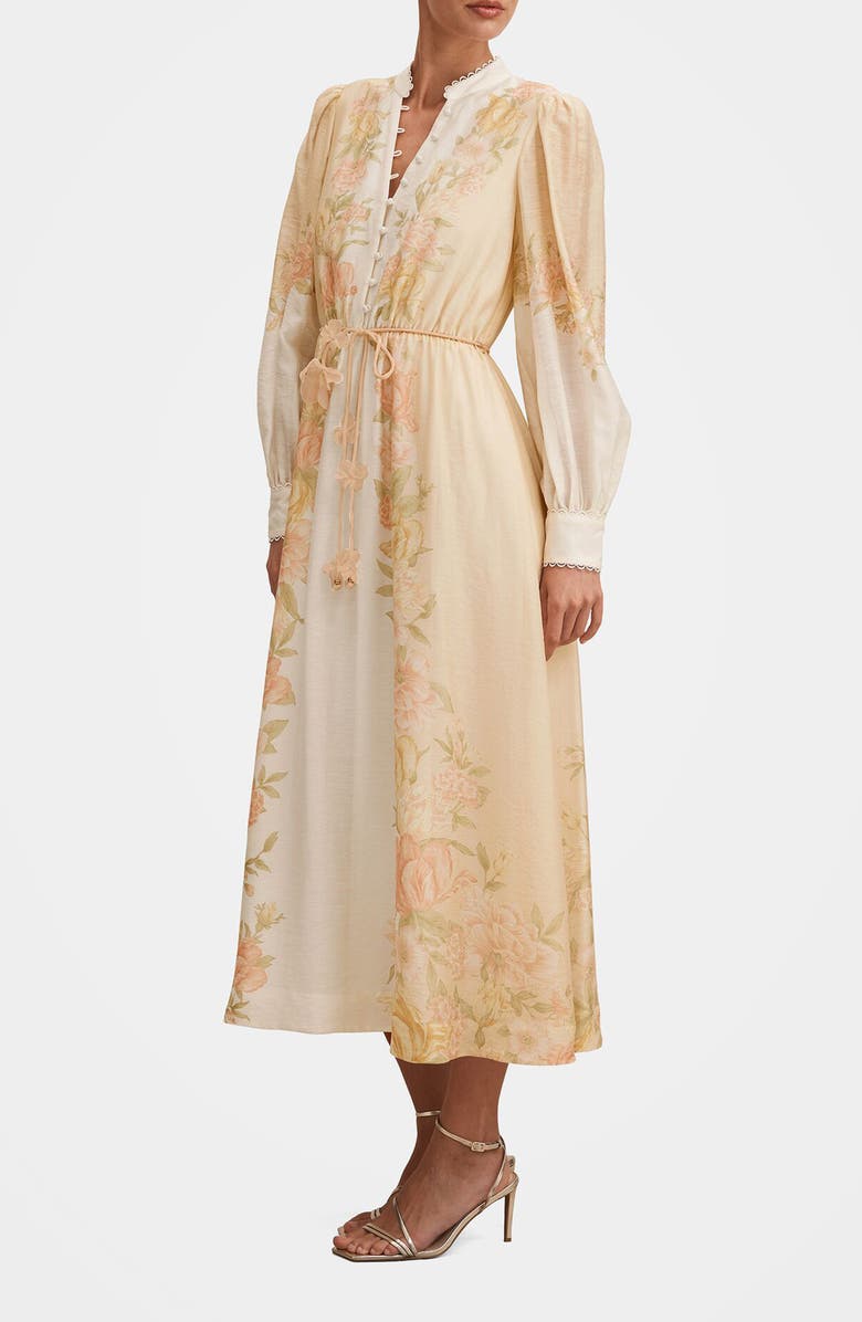 Ever New Courtney Placed Floral Long Sleeve Dress, Alternate, color, Peach Mercia Floral