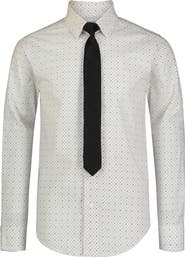 Calvin Klein Long Sleeve Stretch Check Dot Print Shirt