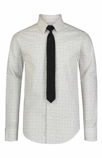Calvin Klein Long Sleeve Stretch Check Dot Print Shirt
