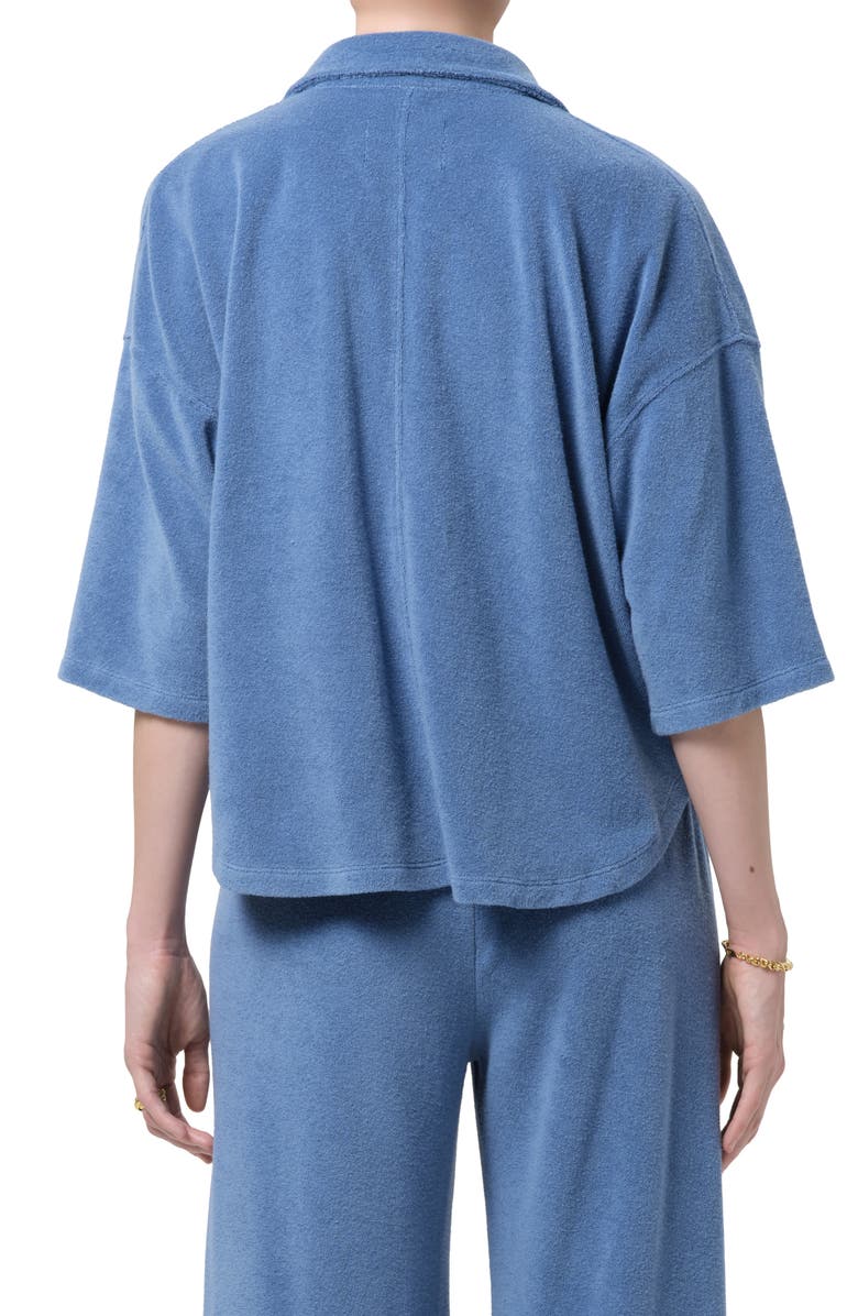 Citizens of Humanity Francis Cotton Blend French Terry Button-Up Shirt, Alternate, color, Oceanic