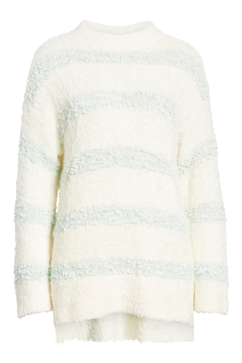 Texturestripe Fuzzy Sweater, Alternate, color, IVORY GREEN STRIPE
