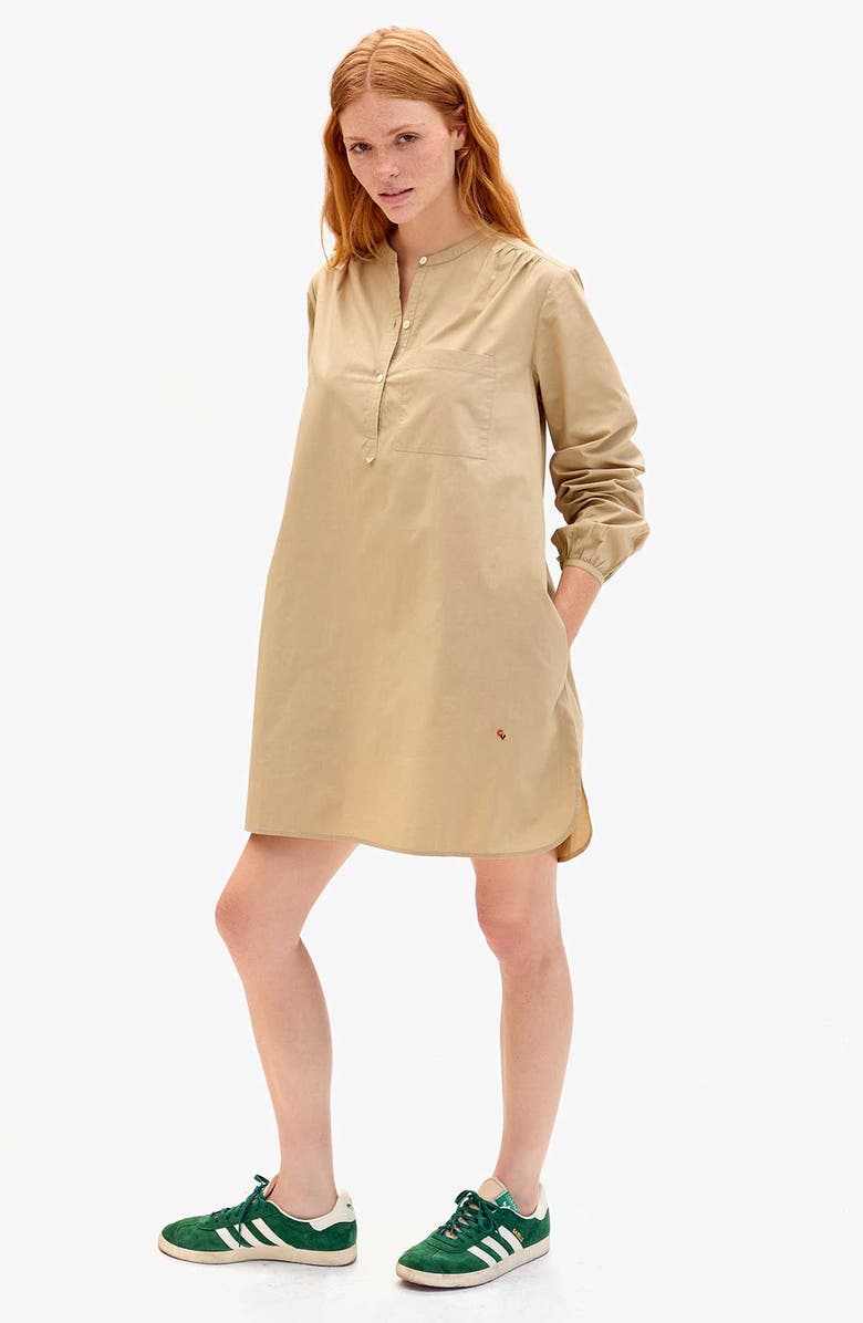 Clare V. St. Martin Poplin Shirtdress, Alternate, color, Khaki