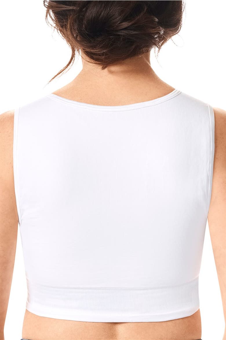 Lymph Flow Long Wire-Free Front Closure Bra, Alternate, color, white