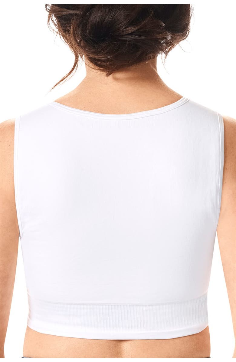 Amoena Lymph Flow Long Wire-Free Front Closure Bra, Alternate, color, White