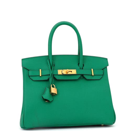 Pre-owned Hermes Hermes Birkin Handbag Green Epsom With Gold Hardware 30 In Green
