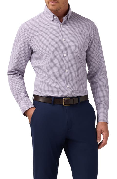 Leeward Trim Fit Plaid Performance Button-Up Shirt