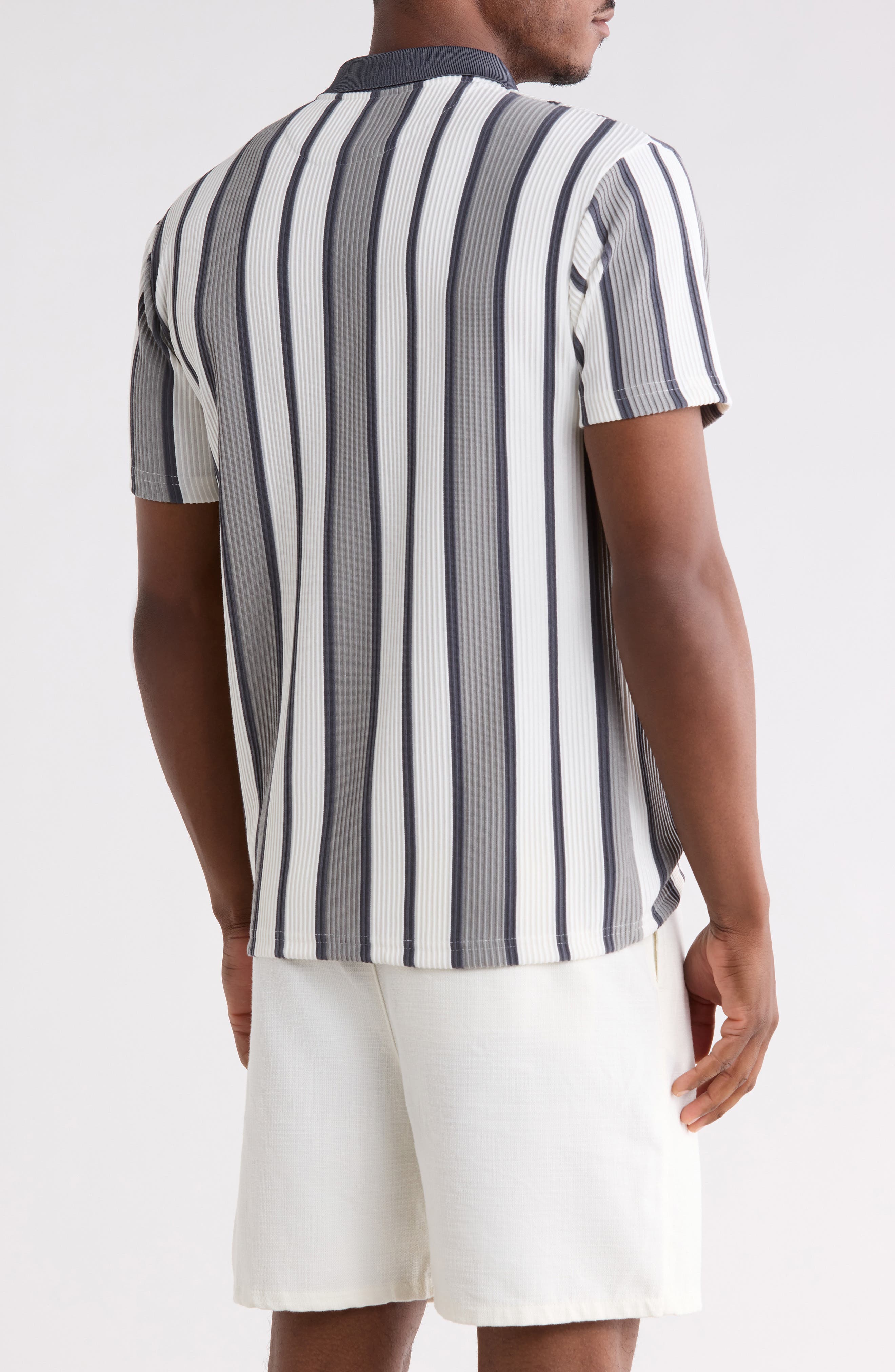 Vertical Stripe Quarter Zip Knit Polo (Men) | Nordstromrack