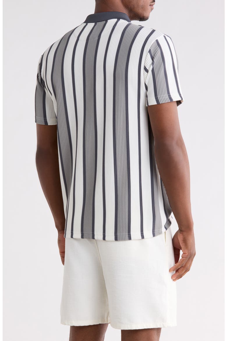 Vertical Stripe Quarter Zip Knit Polo, Alternate, color, GRAY