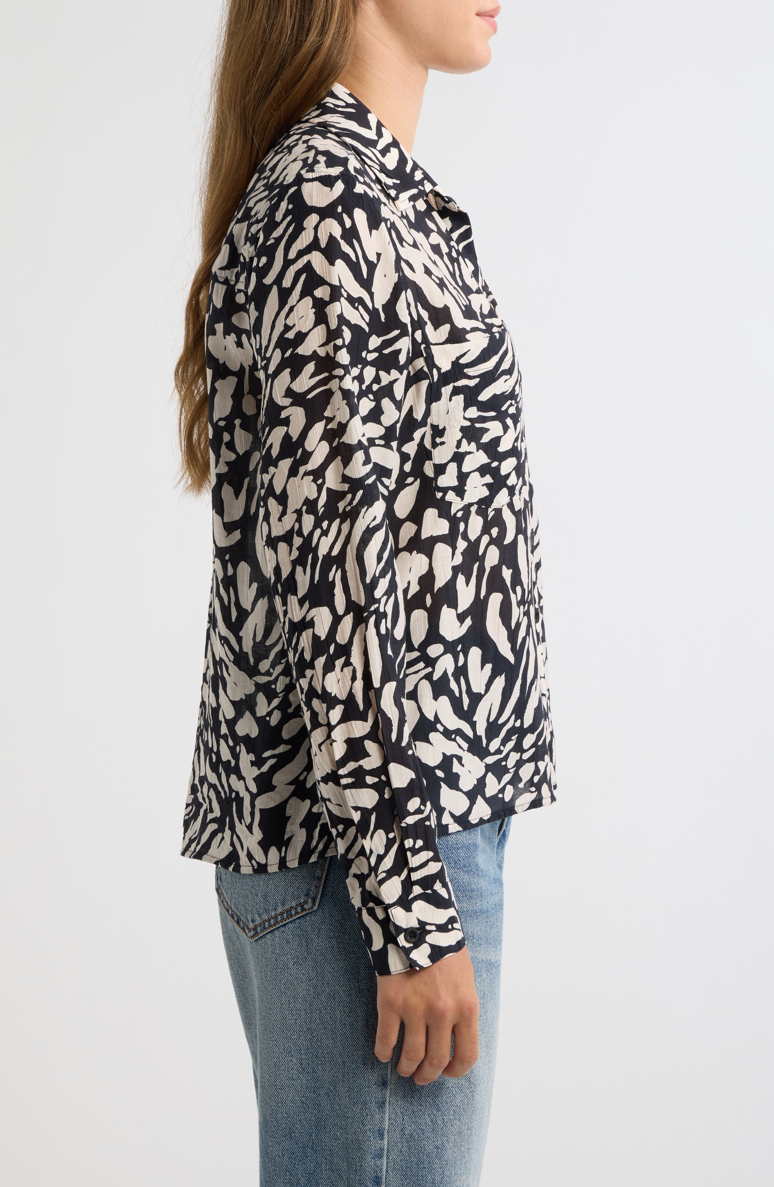 Cloth & Stone Print Two-Pocket Button-Down Shirt (Women) | Nordstrom