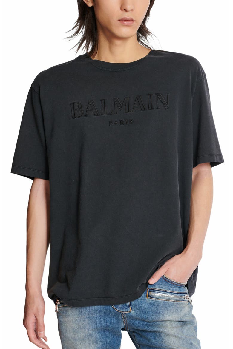 Vintage Balmain Embroidered T-Shirt, Alternate, color, Grey