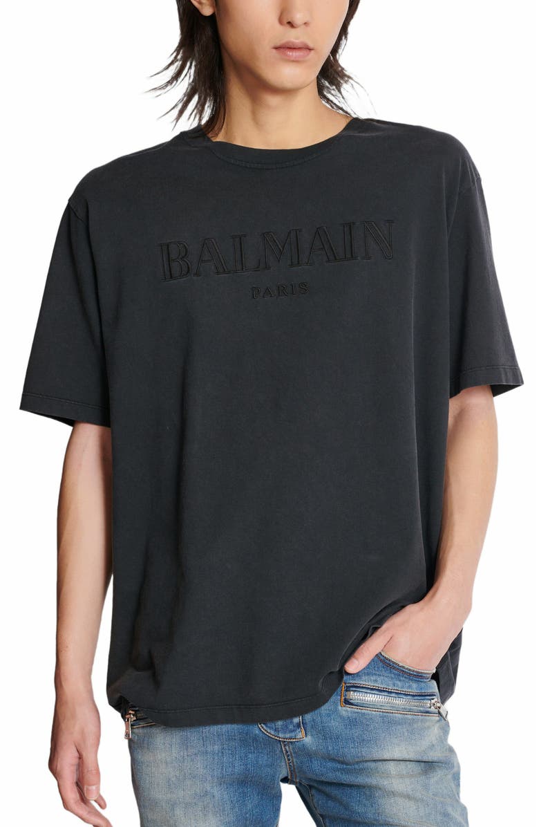 Balmain Vintage Balmain Embroidered T-Shirt, Alternate, color, Grey