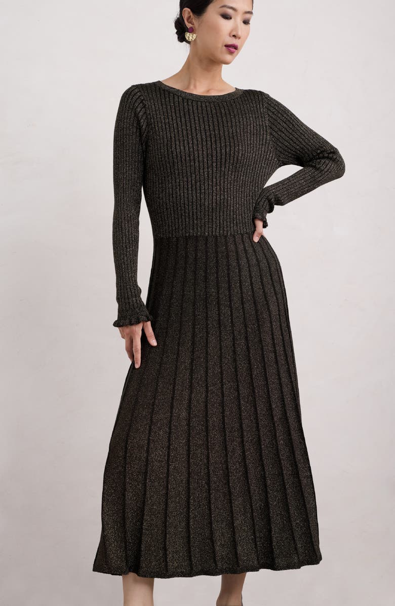 Seasalt Cornwall Metallic Long Sleeve Cotton Blend Sweater Dress, Alternate, color, 