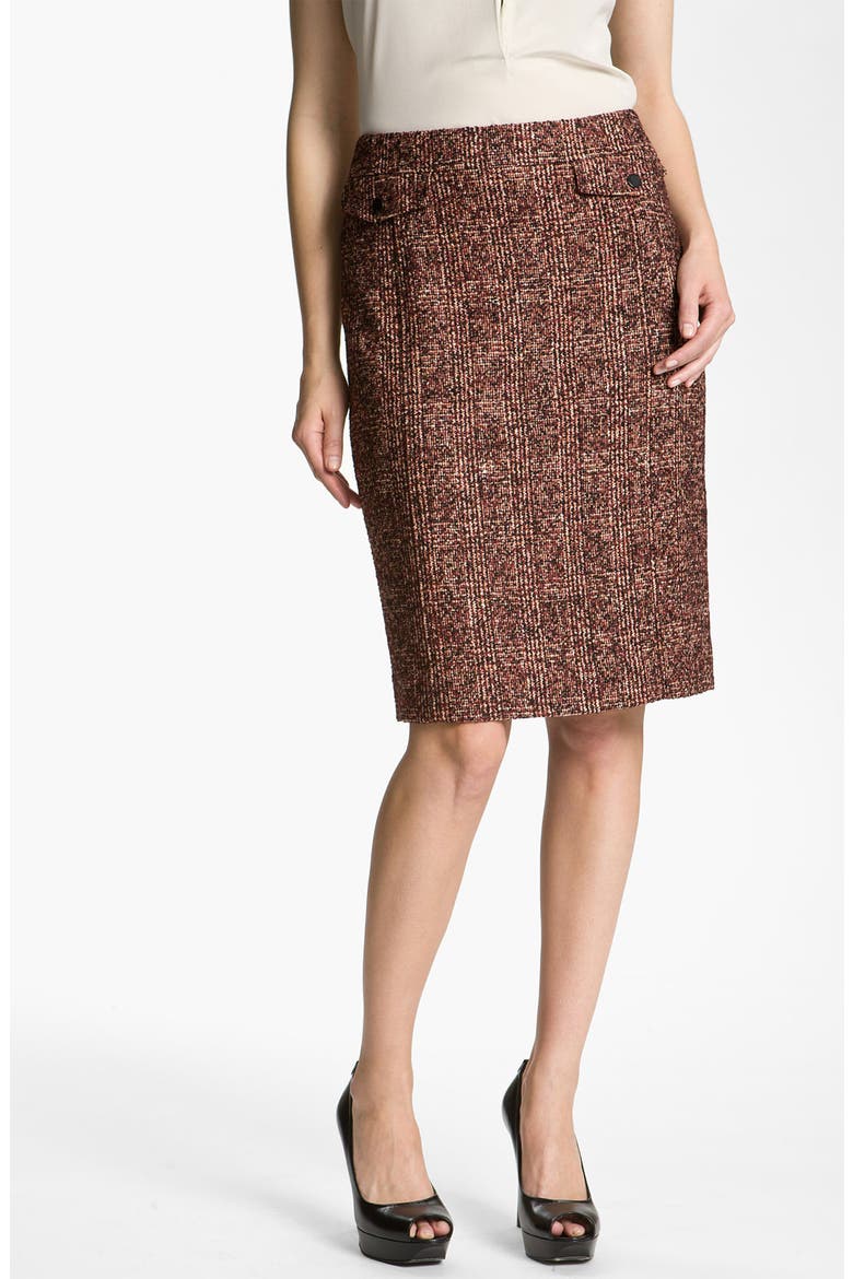 'Cambon' Tweed Pencil Skirt, Main, color, RED GRAPE