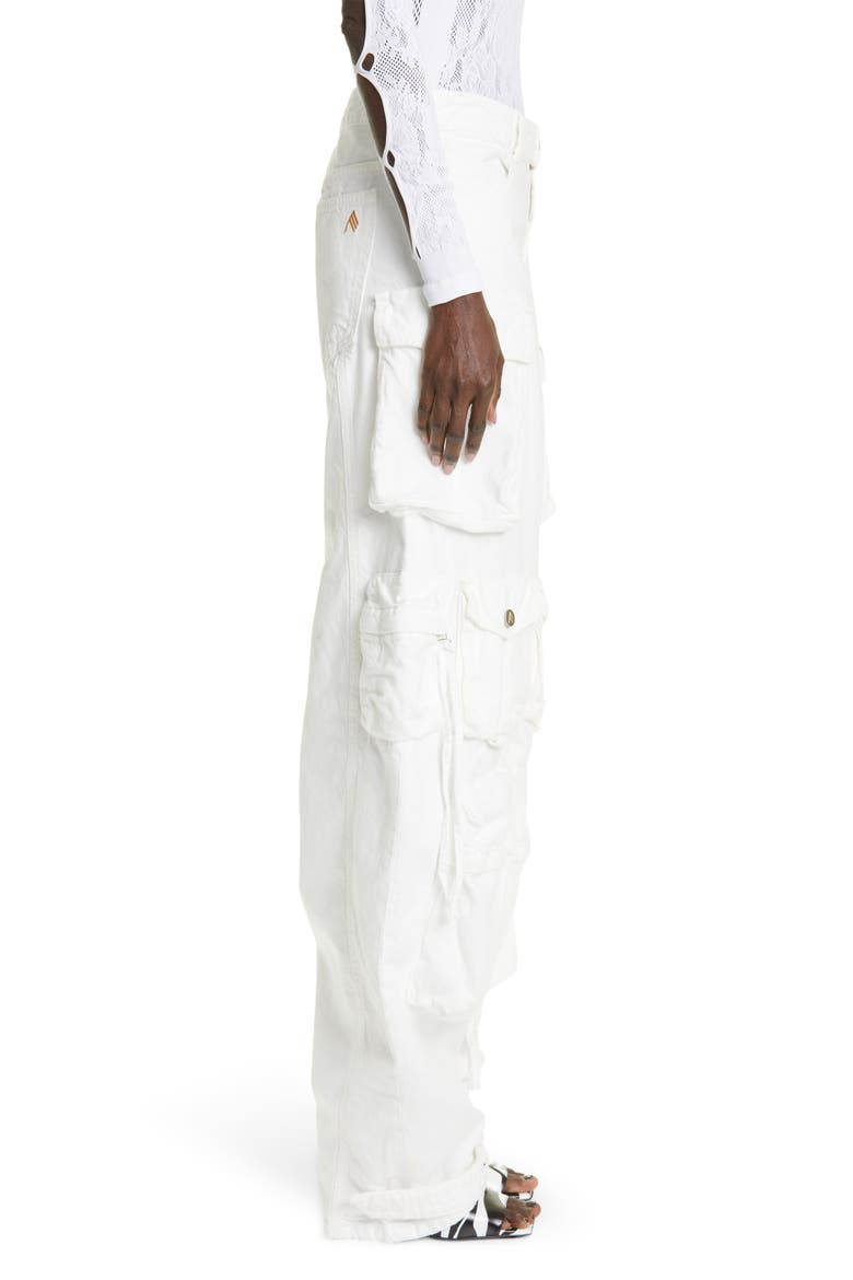 Fern Denim Low Rise Denim Cargo Pants, Alternate, color, WHITE