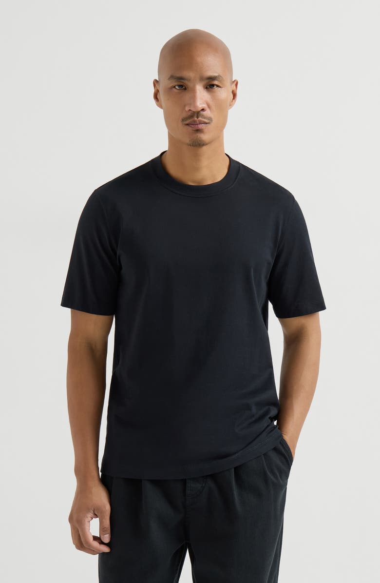 Brunello Cucinelli Cotton jersey crew neck T-shirt, Main, color, Black