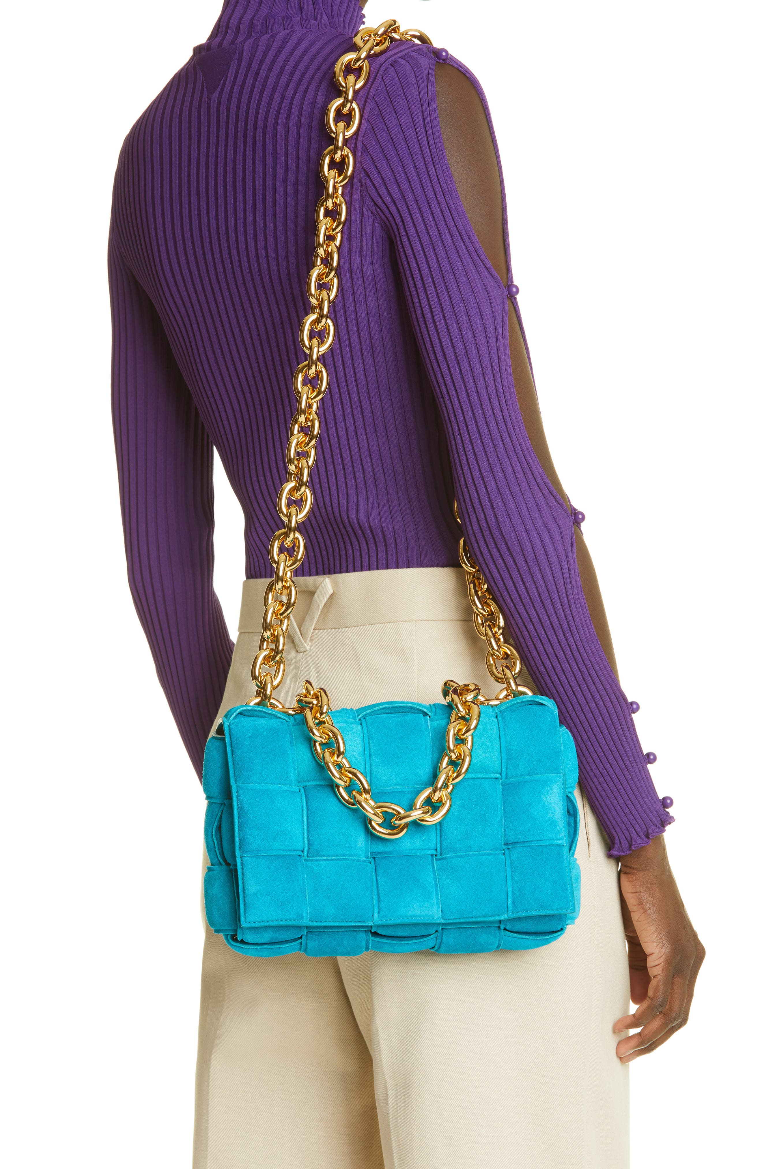 Chain Cassette Suede Crossbody Bag, Alternate, color, BLASTER GOLD