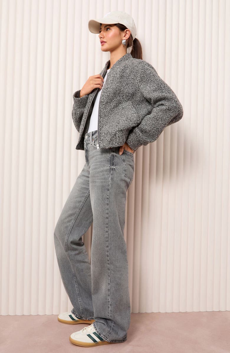 Friends Like These Bouclé Crop Bomber Jacket, Alternate, color, Grey