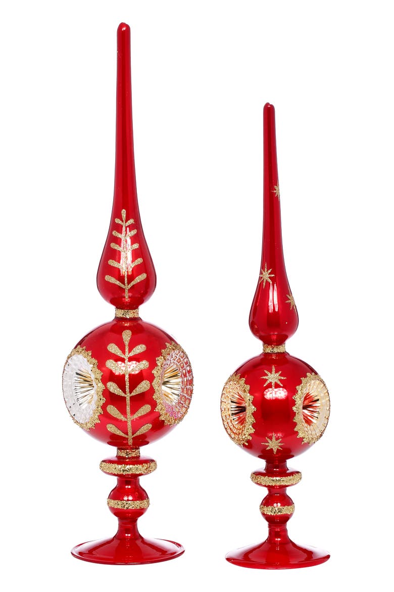 Scrolled Tree Finial, Set of 2, Main, color, Red
