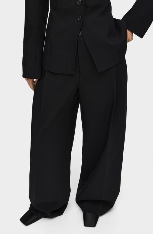 Aligne Genevieve Wool Blend Wide Leg Pants In Black