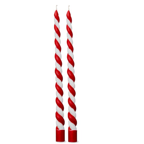 Christmas Twist Taper Candles Red Multi Flame Holiday Decor