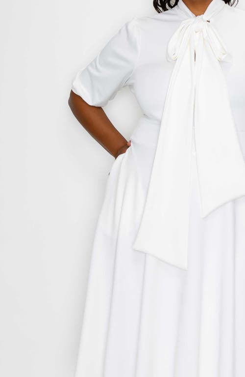L I V D Carina Donna Fit & Flare Midi Dress In White