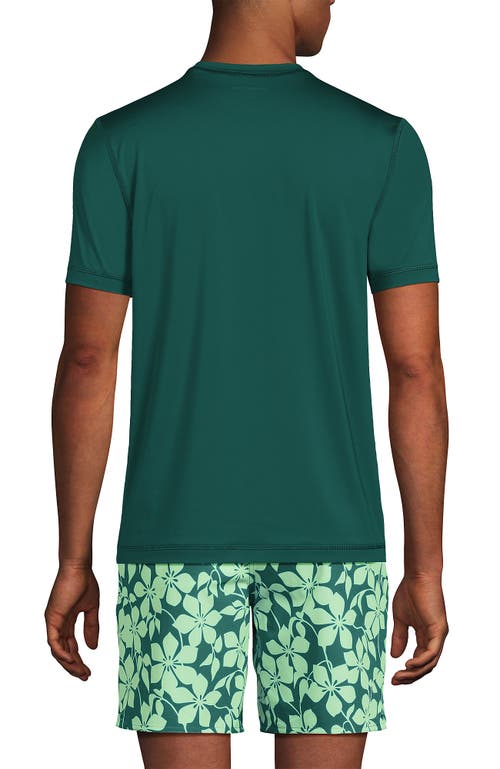 Lands' End Short Sleeve Swim Tee Rash Guard In Green