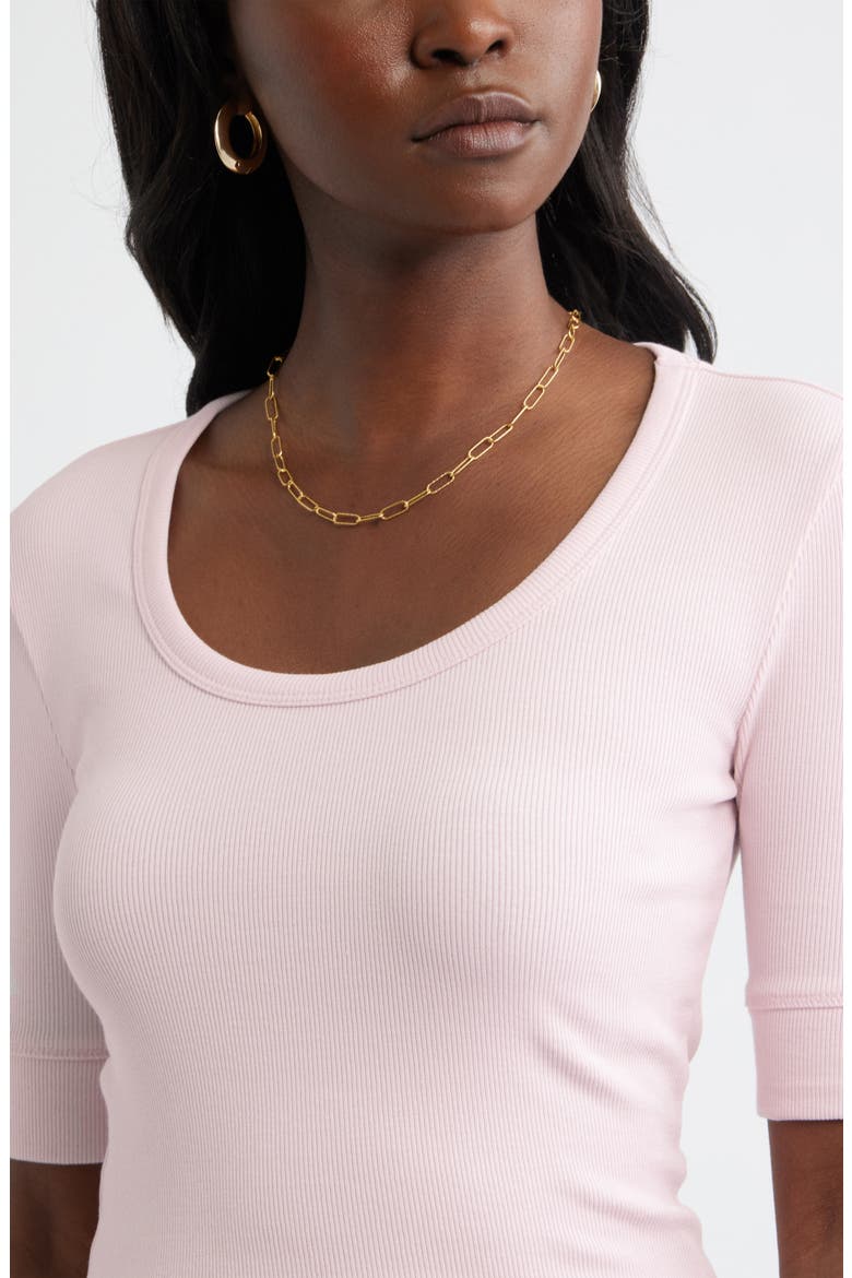 Scoop Neck Ribbed T-Shirt, Alternate, color, PINK CAKE