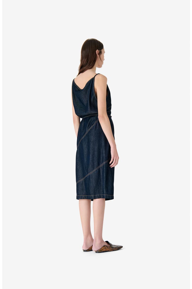 Rania Wrap Dress, Alternate, color, Satin Denim