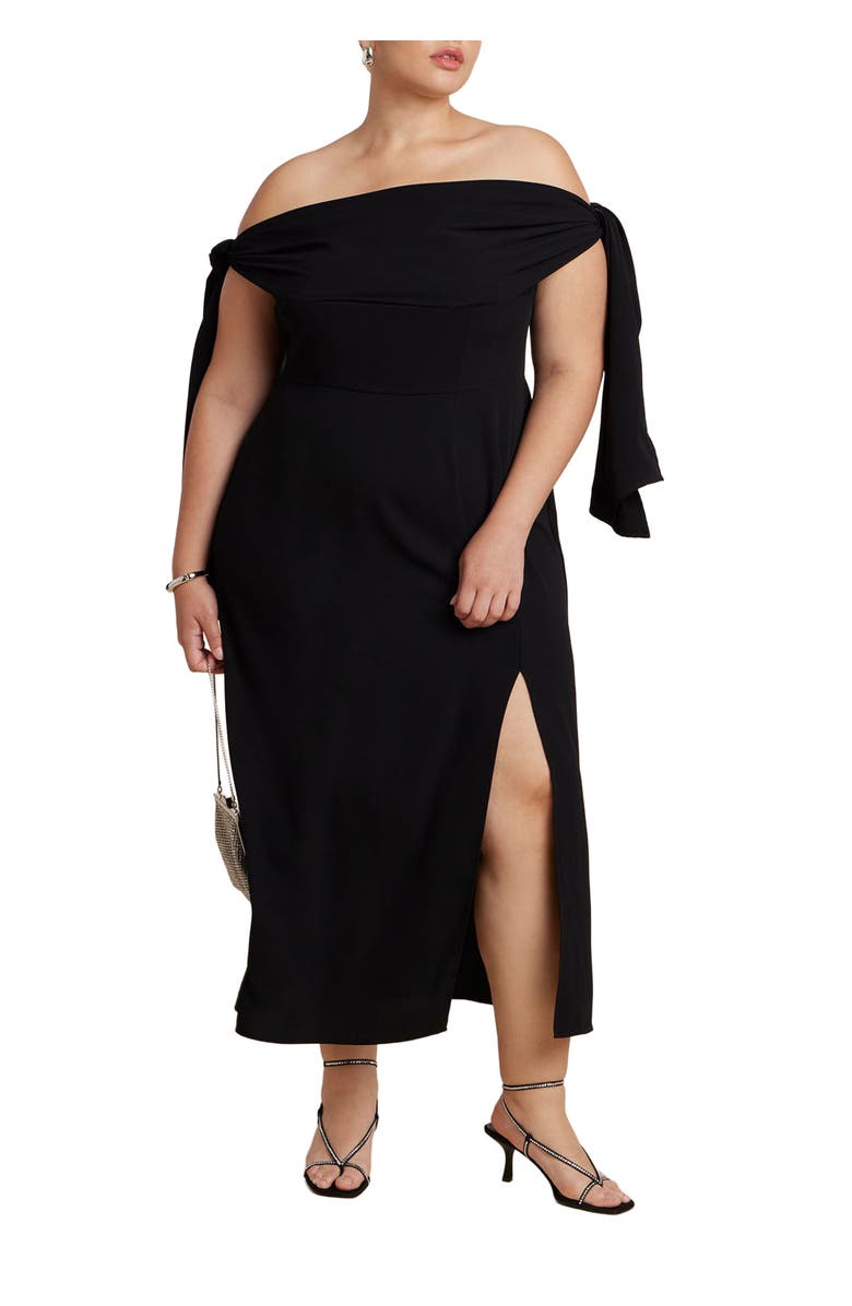 ELOQUII Tie Detail Column Dress, Main, color, 