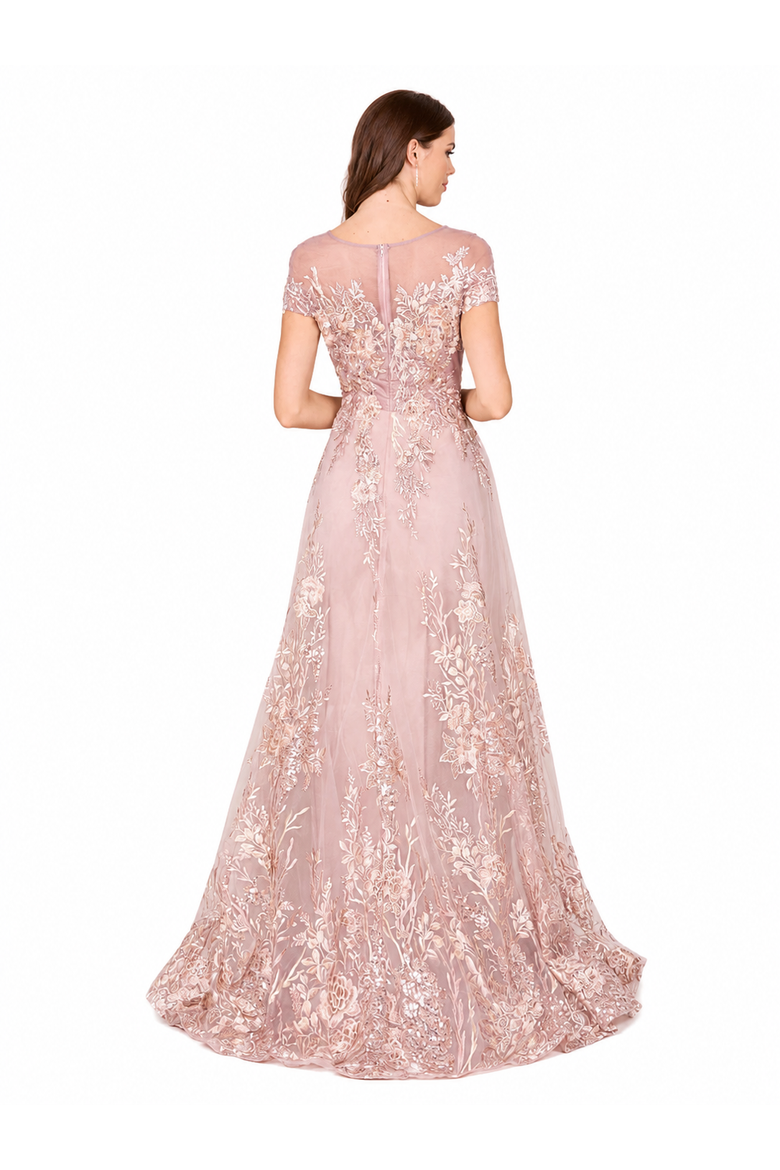 Beautiful Lace Applique A-line Ball Gown, Alternate, color, DustyRose