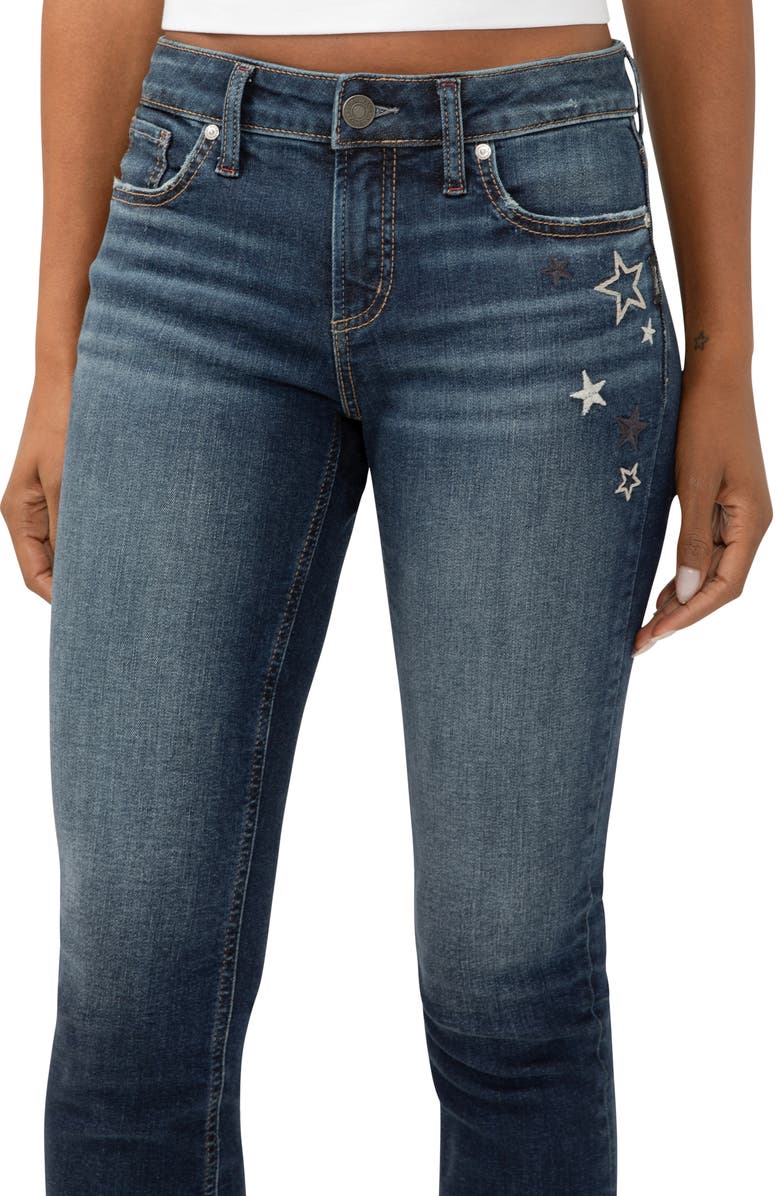 Silver Jeans Co. Elyse Star Embroidered Capri Jeans, Alternate, color,