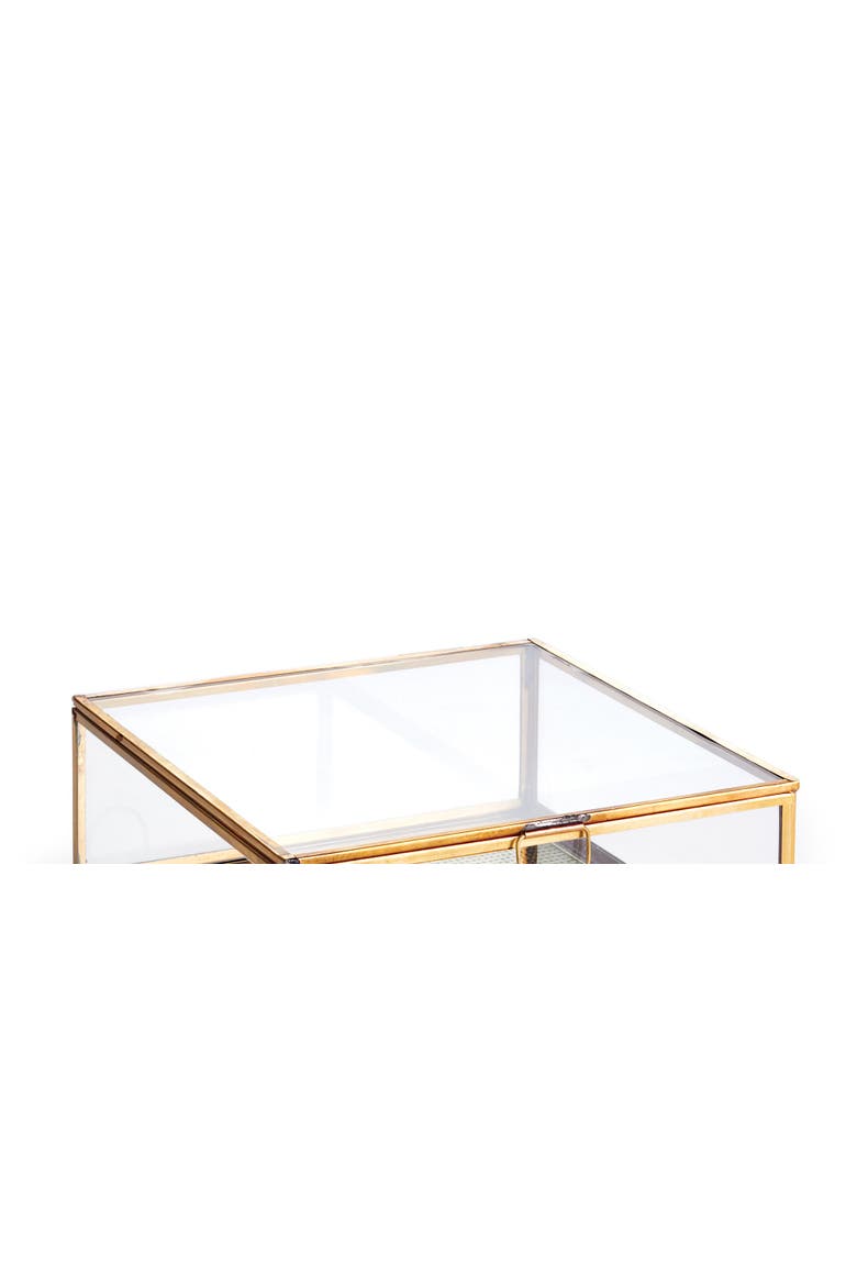 Arwen Large Antique Brass & Glass Decorative Display Box 8" x 8" x 3", Alternate, color, Gold