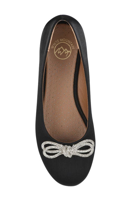 Cliffs By White Mountain Sashimi Embellished Bow Flat In Black Shimmer Fabric