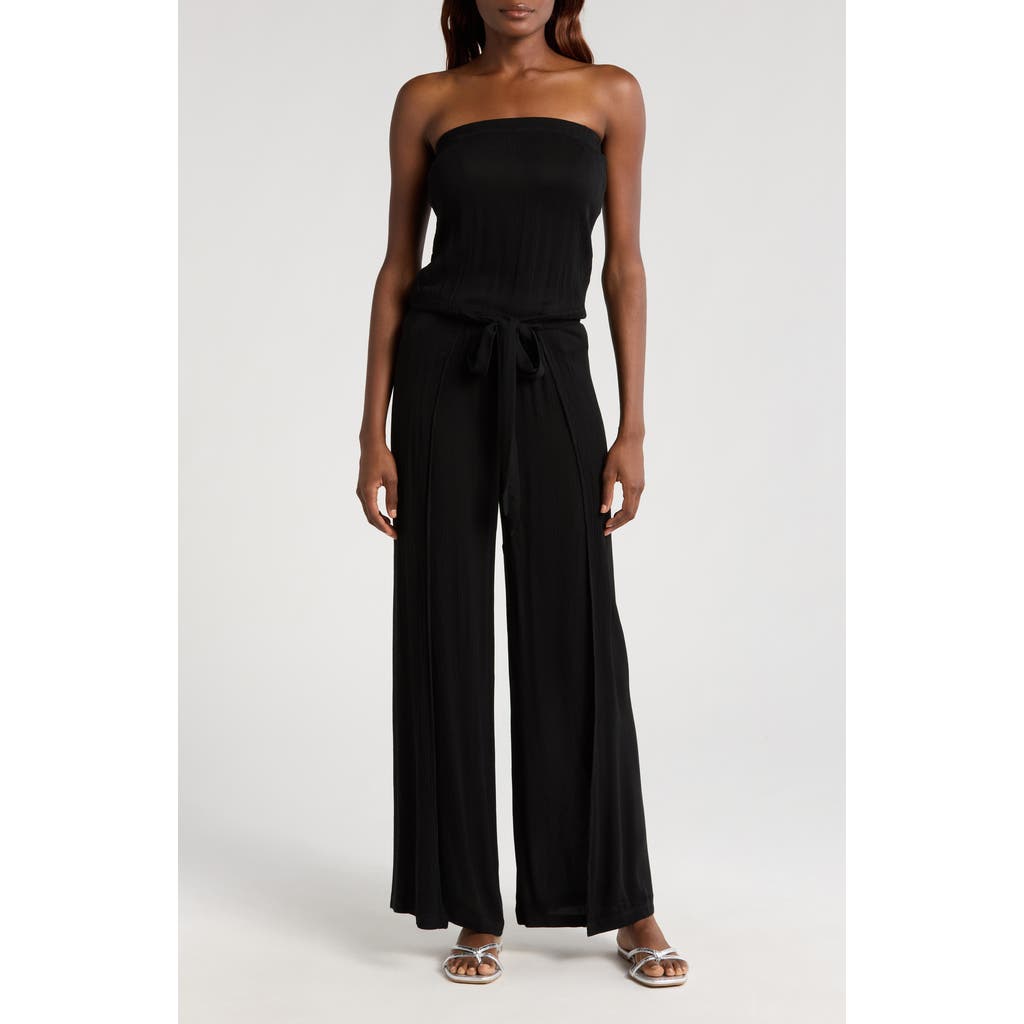 Elan Strapless Cover-up Jumpsuit In Black