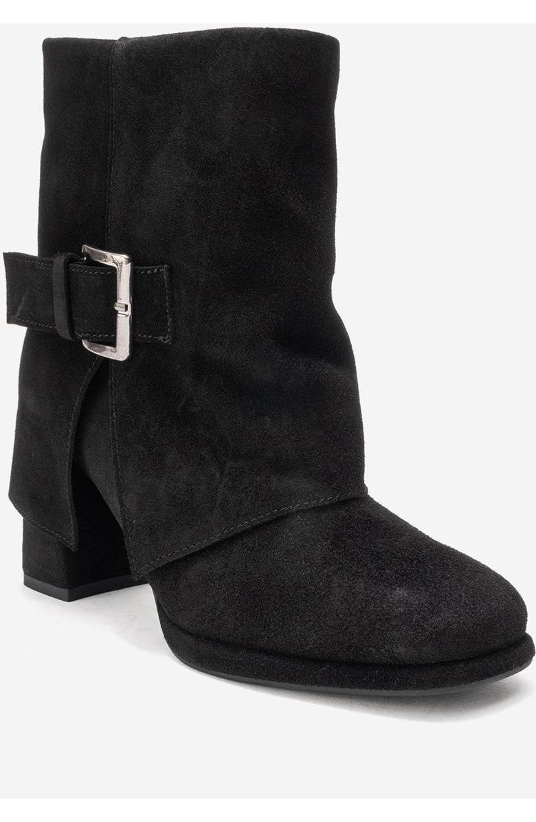 Forever & Always Shoes Lore Leather Block Heel Boot, Main, color, Black Suede