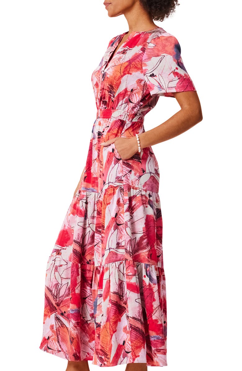 NIC+ZOE Scribble Bouquet Tiered Maxi Dress, Alternate, color,