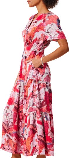 Scribble Bouquet Tiered Maxi Dress