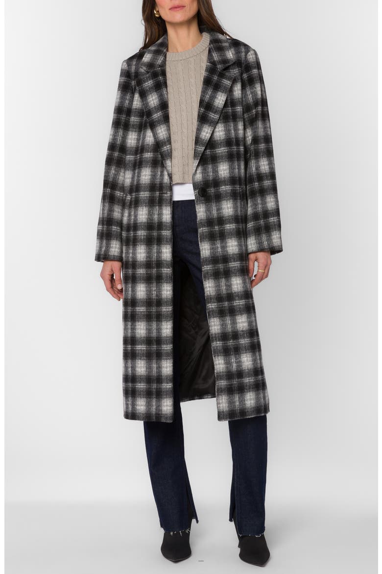 Myrtle Brushed Plaid Coat, Alternate, color, BLACK GREY PLAID