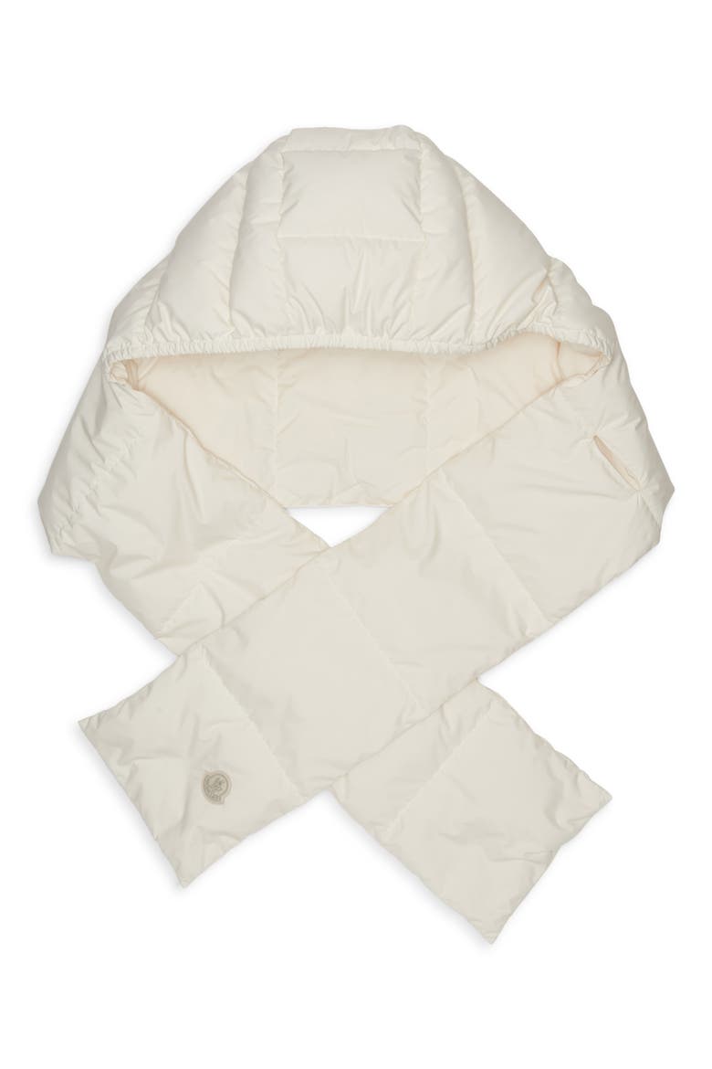 Quilted Down Hooded Scarf, Alternate, color, SILK WHITE