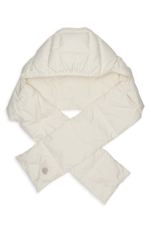 Moncler Quilted Down Hooded Scarf In Neutral