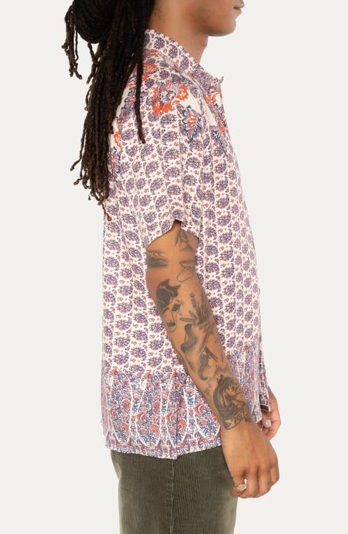 Raga Floral Short Sleeve Button-up Shirt In Beige