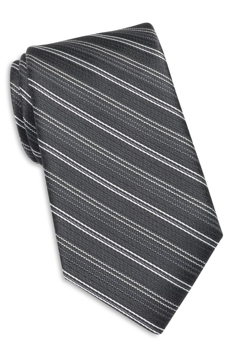 Calvin Klein Murphy Stripe Tie, Main, color, Black